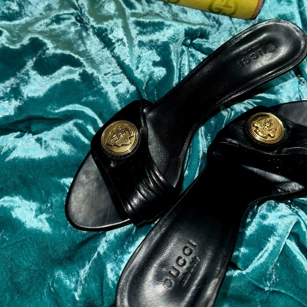 Gucci Black and Gold Heels